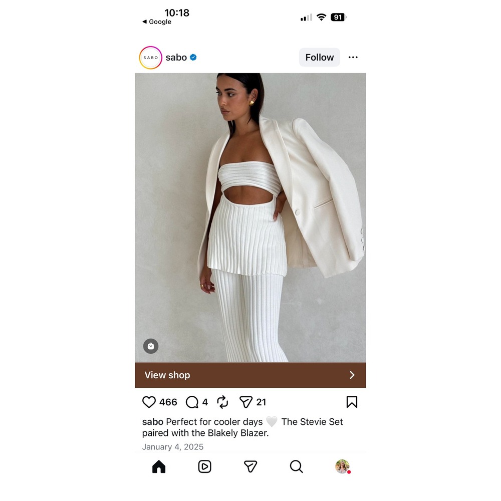 Sabo Shirt Stevie White Rib Knit Strapless Cutout Top